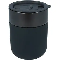 Кавові чашки 295 мл з кришками OldBro Cute Travel Mugs з захисним силіконовим чохлом Black