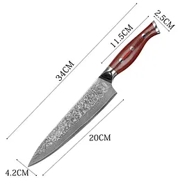 Ніж кухарський 20 см Damascus DK-FK 1001 VG-10 Дамаська сталь 67 шарів - мініатюра 3