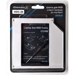 Фрейм-перехідник Grand-X HDD 2.5'' to notebook 9.5 mm ODD SATA3 (HDC-26) - мініатюра 3