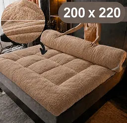 Матрац-топер-ковдра-наматрацник 3 в 1 200×220 см 10 см з пуховим волоконним наповнювачем м’який двосторонній KT7005726 - мініатюра 2