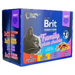 Набір паучів Brit Premium Cat м'ясна тарілка асорті 4 смаки 100 г по 12 шт. - мініатюра 2