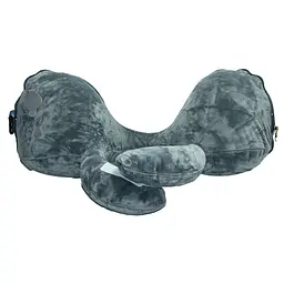 Надувна подушка дорожня сіра під голову та шию Inflatable pillow - мініатюра 3
