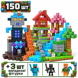 Магнітний конструктор Minecraft 150 шт по грі Майнкрафт Світ біомів Mk001066 - мініатюра 2