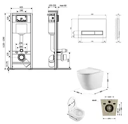 Набір Qtap Nest 4 в 1 підвісний унітаз Robin Ultra Quiet 520x365x365 + комплект інсталяції QT13332381AW47505 - мініатюра 9