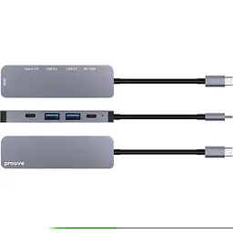 USB-Хаб Proove Type-C-Хаб Arc Link 5 in 1 (2*Type-C + 2*USB3.0 + HDMI) silver (HBAL00010604) - мініатюра 3