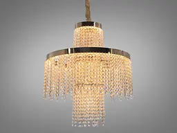 Підвісна кришталева люстра Diasha 376-500GD двоярусна LED-модель у золотому виконанні, 100 Вт, діаметр 49 см
