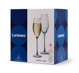 Набір келихів для шампанського скляний Luminarc Serena Line 6х200 мл (V8479) - мініатюра 3