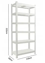 Стелаж металевий 222x110x50 6 полиць (сірий) - мініатюра 2