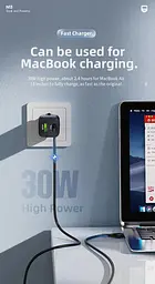 Мережевий зарядний пристрій 1 USB + Type-C Hoco N13 PD30W +QC3.0 Black - мініатюра 2