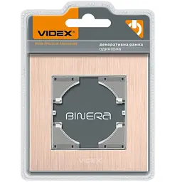 Рамка одинарна горизонтальна Videx Binera алюміній 86х86х6.5 мм мідна (VF-BNFRA1H-CP)
