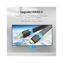 Кабель мультимедійний HDMI M to HDMI M 1.0m 4K60Hz flat black Vention (AAKBF) - мініатюра 4