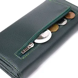 Зручний вертикальний гаманець із натуральної шкіри ST Leather 23086 зелений - мініатюра 8