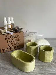 Подарунковий набір для створеня 3х свічок салатовий