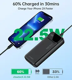 Павербанк Choetech Black 20 000 mAh / 22.5 Вт (B729-ACBK) - мініатюра 7