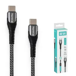 Дата кабель USB-C to USB-C 2.0m PD Fast Charging 65W 3A grey ColorWay (CW-CBPDCC039-GR) - мініатюра 7