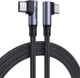 Кабель Ugreen US335 Angled USB Type-C to Angled USB Type-C 100W 5A Cable Aluminium Shell with Braided 2 м Black (70698)