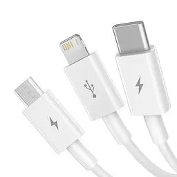USB Baseus Superior Series Fast Charging Data Cable USB M+L+C 3.5A 0.5m білий P10320105221-01 - мініатюра 5
