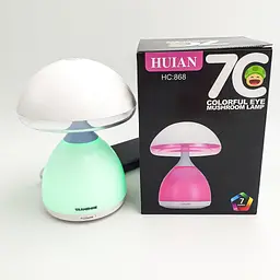 Дитячий нічник лампа Грибок 7 LED кольорів акумуляторний USB світильник іграшка HUIAN 7C LAMP HC-868 білий - мініатюра 18