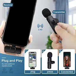 Бездротовий петличний мікрофон для iPhone та Android, Plug&Play, шумозаглушення - мініатюра 4