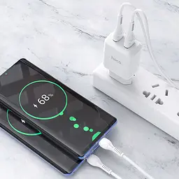 Мережевий зарядний пристрій Hoco 2 USB Hoco N7 Speedy 2.1 A White - мініатюра 4