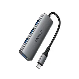 USB-хаб ACEFAST J15 USB-C 4-in-1 HUB металево-сірий
