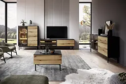 Комод з підсвіткою Perfect Home Ланг / Lang 2-дверний з 3 шухлядами 2D3S/150 Чорний/дуб евок (PFH-091143) - мініатюра 5