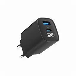 Зарядний пристрій Gembird 1xUSB-A (QC3.0 18W) + 1 Type-C (PD20W) LCD black (TA-UC-PDQC30LCD-BK-01) - мініатюра 4