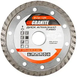 Диск відрізний алмазний MasterTool по бетону кераміці граніту Granite 125 мм турбо