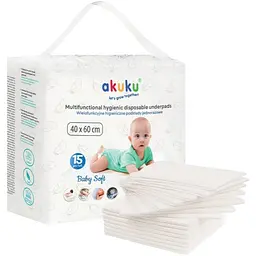 Підкладки Akuku Baby Soft одноразові 40x60 см 15 шт. (A0500) - мініатюра 2