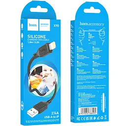 Дата кабель Hoco X90 Cool silicone USB to Lightning (1m) Black - мініатюра 6