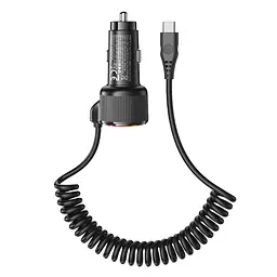 Автомобільний зарядний пристрій Hoco NZ17A USB/2 Type-C PD 50W з кабелем Type-C чорний - мініатюра 5
