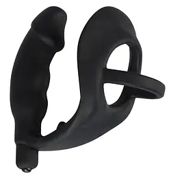 Ерекційне кільце з анальною пробкою - Black Velvets Ring & Vibro Plug - мініатюра 2