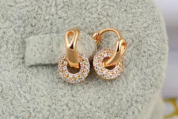 Сережки дитячі Xuping Jewelry подвійний обідок 1.3 см золотисті - мініатюра 3