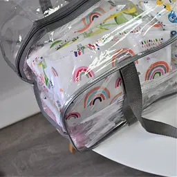 Сумка в пологовий прозора пвх допологова порожня для речей майбутньої мами і малюка для пологового з посиленими ручками XL 50*23*32см ЕкоМама сірий - мініатюра 4