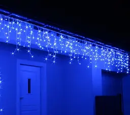 Гірлянда вулична Бахрома 5 м 120 Led (на білому дроті, з перехідником) Синя - мініатюра 6