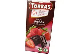 Чорний шоколад Torras з полуницею без цукру та глютену 75 г (8410342002174)