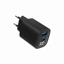 Зарядний пристрій Gembird 1xUSB-A (QC3.0 18W) + 1 Type-C (PD20W) LCD black (TA-UC-PDQC30LCD-BK-01) - мініатюра 3