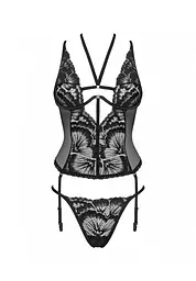 Комплект білизни Obsessive Alessya XS/S чорний - мініатюра 5
