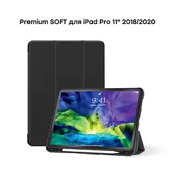Чехол AIRON Premium SOFT для iPad Pro 11" 1-4-го поколения 2017-2022 с защитной пленкой и салфеткой Black - мініатюра 8