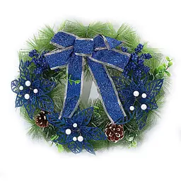 Вінок новорічний "Blue flowers" D35см 6527-P1129