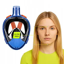 Маска для снорклінгу TSUNAMI повнолицьова, зі складною трубкою Size S/M Blue (P-5905973405454) - мініатюра 9