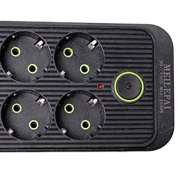 Мережевий фільтр-подовжувач SMART 6 розеток 5 USB 3 метри, чорний Yiwu HP-5-24 - мініатюра 4