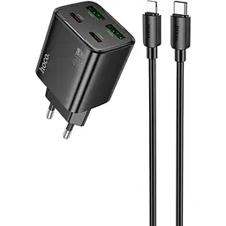 МЗП Hoco N55 Fundador PD20W four-port (2USB-A/2C) + кабель Type-C to Lightning Black