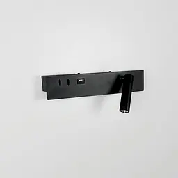 Чорне бра з поворотним спотом справа | розʼєм USB Line F Арт. WJ028/2L BK (лівий) | USB-A - мініатюра 6