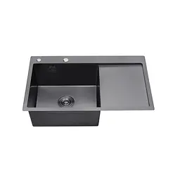 Кухонна мийка Kroner KRP Schwarze - 7849LHM PVD (3,0/1,0 мм) (CV025278) - мініатюра 2
