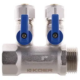 Колектор з кульовими кранами і фітингом Koer KR.1126-2 1"x2 ways KR2838 - мініатюра 3