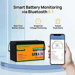 Акумулятор Eco-Worthy LiFePO4 24V (25.6V/100Ah/2560Wh) (Eco-Worthy-251002) [164644] - мініатюра 4