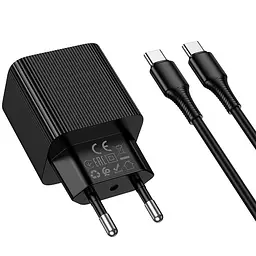Мережевний зарядний пристрій Hoco CS83A Excellent with digital display PD20W+QC3.0 1USB-A/1C + кабель Type-C to Type-C Black - мініатюра 6