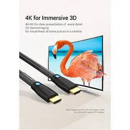 Кабель мультимедійний HDMI M to HDMI M 1.0m 4K60Hz cotton braided black zinc alloy Vention (ALMBF) - мініатюра 9