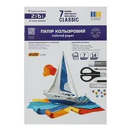 Папір кольоровий ZiBi Kids Line Classic А4, 14 аркушів 7 кольорів (ZB.1901C)